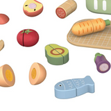 TookyToy – Wooden Cutting Food Play Set in Portable Storage Box – 31 Pieces