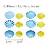 EDX Education - Tactile Shells - Transparent - 6 Tactile Surfaces & 2 Colours - Large & Small -  48pcs Jar