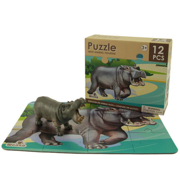 Puzzle - Hippo - 12pcs with Toy