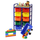 Roll & Multi-Coloured Storage Bin Organiser - 10 Bins