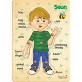 Wooden Peg Puzzle - Boy(Afrikaans)
