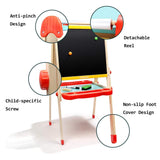 TopBright – 2 in 1 Deluxe Standing Art Easel – Adjustable Height – Black & White Board with Paper & Paint Holder – 54 x 49 x 112 cm
