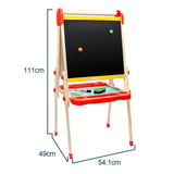 TopBright – 2 in 1 Deluxe Standing Art Easel – Adjustable Height – Black & White Board with Paper & Paint Holder – 54 x 49 x 112 cm