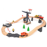 Tooky Toy - Wooden Train Set - Construction Yard