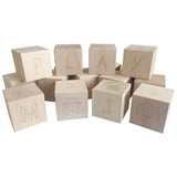 Wooden Cubes, 26 Cubes in Cotton Bag