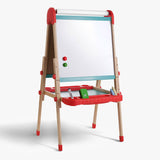 TopBright – 2 in 1 Deluxe Standing Art Easel – Adjustable Height – Black & White Board with Paper & Paint Holder – 54 x 49 x 112 cm