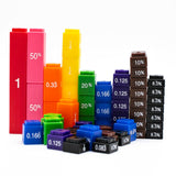 Equivalency cubes - fraction, decimal and percentage.