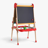 TopBright – 2 in 1 Deluxe Standing Art Easel – Adjustable Height – Black & White Board with Paper & Paint Holder – 54 x 49 x 112 cm