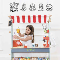 Le Toy Van - Pretend & Play - Wooden Shop & Cafe Market Stand 90 x 36 x 122 cm