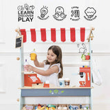 Le Toy Van - Pretend & Play - Wooden Shop & Cafe Market Stand 90 x 36 x 122 cm