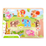 TookyToy - Wooden Peg Puzzle - Animals