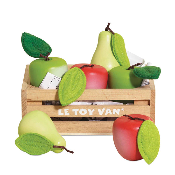 Le Toy Van - Pretend & Play - Wooden Orchard Fruits Food Crate - 8pcs