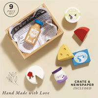 Le Toy Van - Pretend & Play - Wooden Cheese & Dairy Food Crate - 8pcs