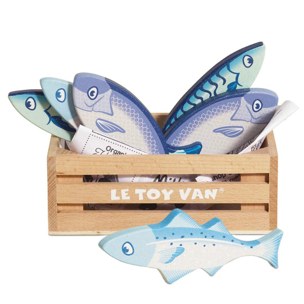 Le Toy Van – Pretend & Play – Wooden Fish Food Crate – 8pcs