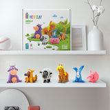 Hey Clay - Modelling Air-Dry Clay with Fun Interactive App - Piggy, Horse, Rabbit, Series Animals, 6 cans