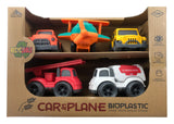 Bioplastic Plane, Cars & Emergency Vehicles Set