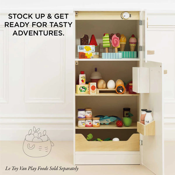 Le Toy Van - Pretend & Play - Wooden Freestanding Fridge Freezer - 10pcs