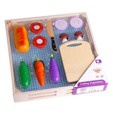 TookyToy – Pretend Play Wooden Cutting Vegetables Picnic Toy Set