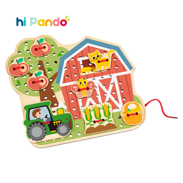 hi Pando - Wooden Threading Board - Farm Themed - 23pcs