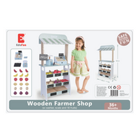 Pretend & Play - Wooden Farmer Market Stall - 20pcs