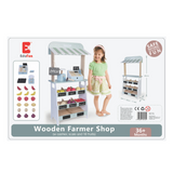 Pretend & Play - Wooden Farmer Market Stall - 20pcs