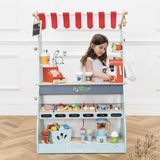 Le Toy Van - Pretend & Play - Wooden Shop & Cafe Market Stand 90 x 36 x 122 cm