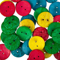 Coconut Shell Buttons - Coloured 30Mm (100)