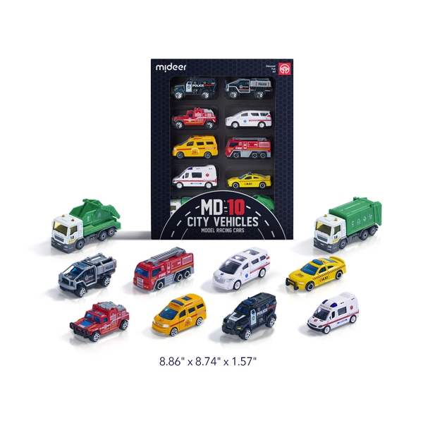 Alloy Racing Cars - Set of 10 City Vehicles