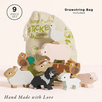 Le Toy Van - Wooden Farmyard Stacking Animals & Bag - 10pcs