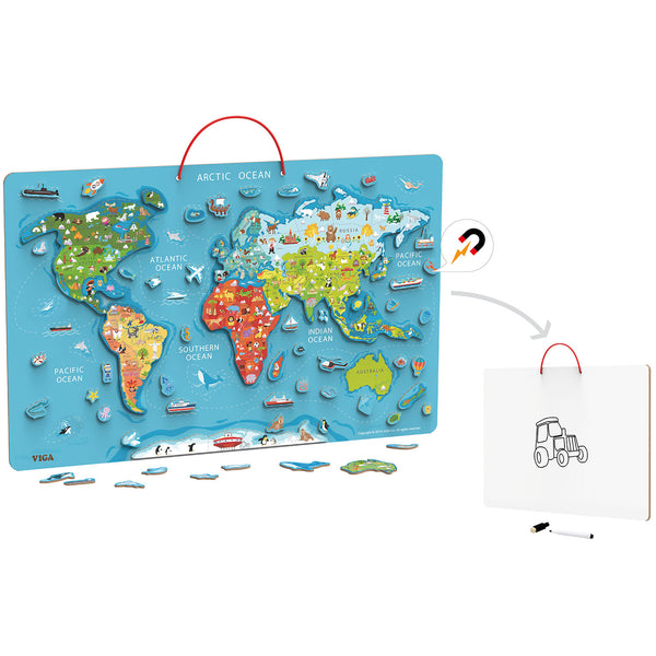 Magnetic World Puzzle & Dry Erase Board