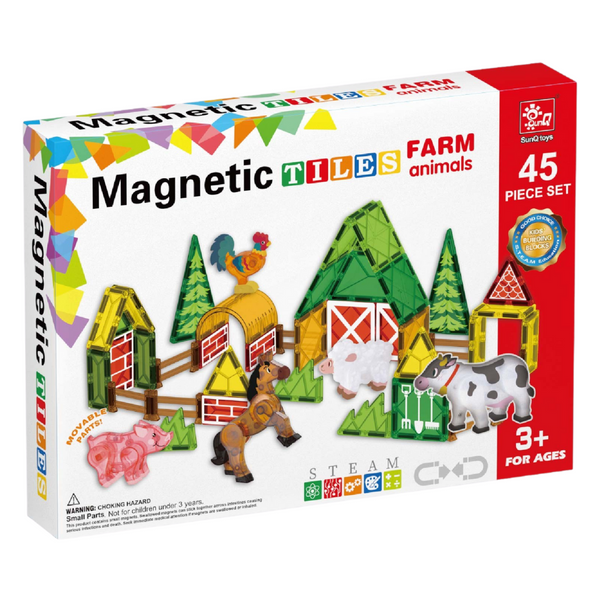 Magnetic Tiles – Farm Animal Set – 45 Pieces