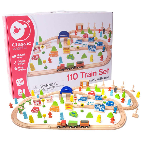 Train Set - Wood - 110pcs