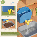 TookyToy - Outdoor Wooden Mud Kitchen with Accessories - 8 Pieces