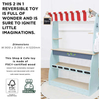 Le Toy Van - Pretend & Play - Wooden Shop & Cafe Market Stand 90 x 36 x 122 cm