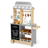 TookyToy - Pretend Play Wooden Grocery Store Playset with Accessories