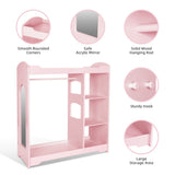 TookyToy - Wooden Kids Wardrobe and Dress Up Storage Unit with Mirror