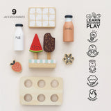 Le Toy Van - Pretend & Play - Wooden Freestanding Fridge Freezer - 10pcs
