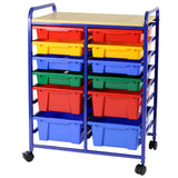 Roll & Multi-Coloured Storage Bin Organiser - 12 Bins