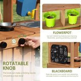 TookyToy - Outdoor Wooden Mud Kitchen with Accessories - 8 Pieces