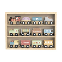 TookyToy - Wooden Train Set - Pastel - 13 Pieces