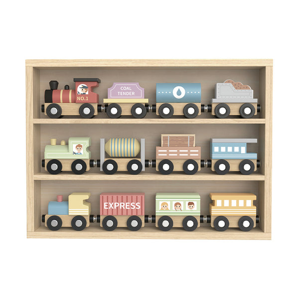 TookyToy - Wooden Train Set - Pastel - 13 Pieces