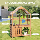 TookyToy - Outdoor Wooden Mud Kitchen with Accessories - 8 Pieces