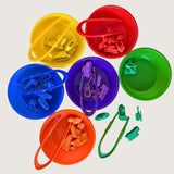 Colour Sorting Bowls and Tweezers Set - 12pcs
