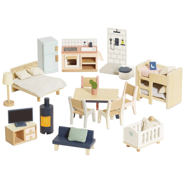 Le Toy Van - Pretend & Play - Complete Dolls House Furniture Set - 35pcs