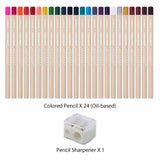 TookyToy Oil-Based Coloured Pencils & Pencil Sharpener: 24 Colours