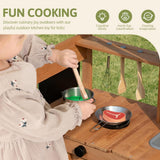 TookyToy - Outdoor Wooden Mud Kitchen with Accessories - 8 Pieces