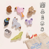Le Toy Van - Wooden Andes Stacking Animals & Bag - 10pcs