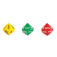 Dice - Soft Plastic Equivalence 10-Sided - 34mm - 3 Designs - 6pcs - Polybag