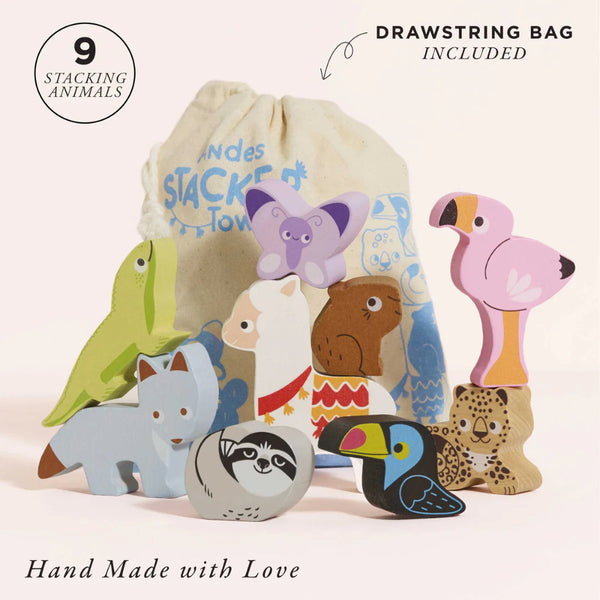 Le Toy Van - Wooden Andes Stacking Animals & Bag - 10pcs