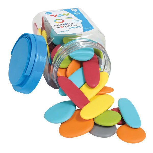 Junior Rainbow Pebbles - Earth Colours - 36pcs Jar - 3 Shapes, 6 Colours